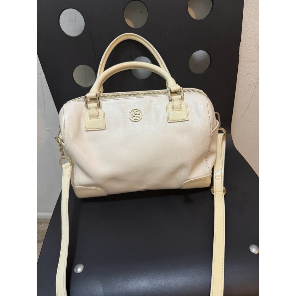 TORY BURCH 2way Logo Hand Tote Bag Women Ivory off white With Strap